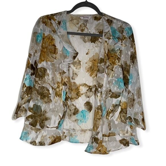 tan Jay Petite Chiffon Open-front Blouse - Picture 1 of 8